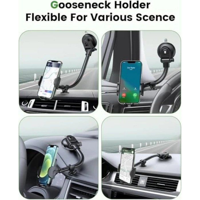 Uzun ve Elastik Yapılı Araç Telefon Tutucu, Vakum ile Pratik