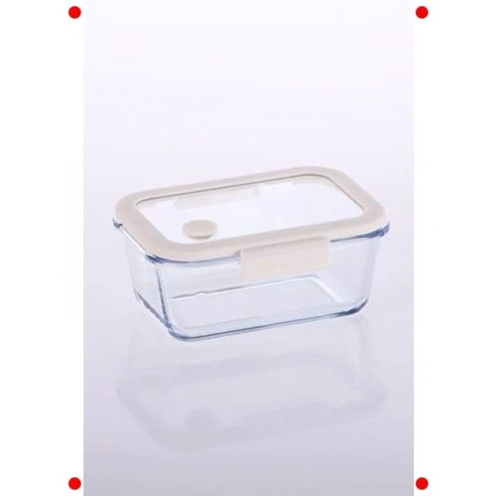 Vakum Cam Saklama Kabı - 800 ML, Bej