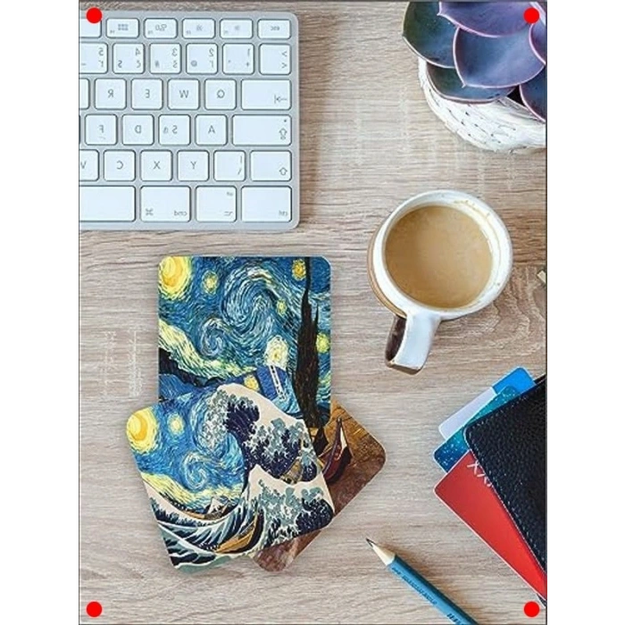 Van Gogh Temalı Ahşap Bardak Altlığı Seti (6lı)