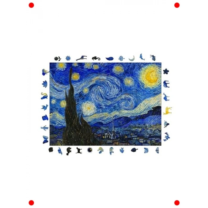 Van Gogh Yıldızlı Gece Ahşap Yetişkin Puzzle