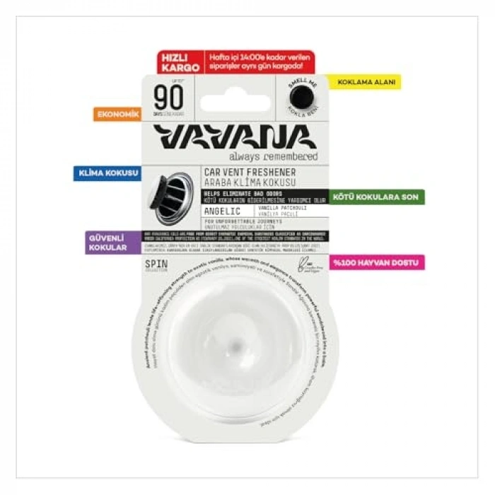 Vanilya Paçuli Aromalı Oto Kokusu, 90 Gün Etkili Kullanım