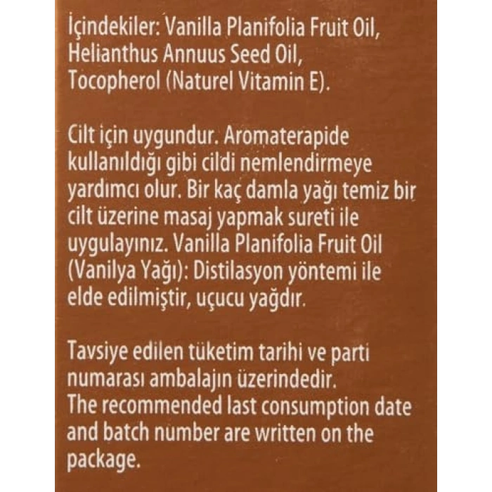 Vanilya Yağı 20 ml, Doğal Aromaterapi ve Cilt Bakımı