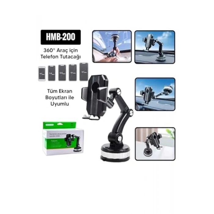 Vantuzlu Araç Telefon Tutucu, 360° Ayarlanabilir