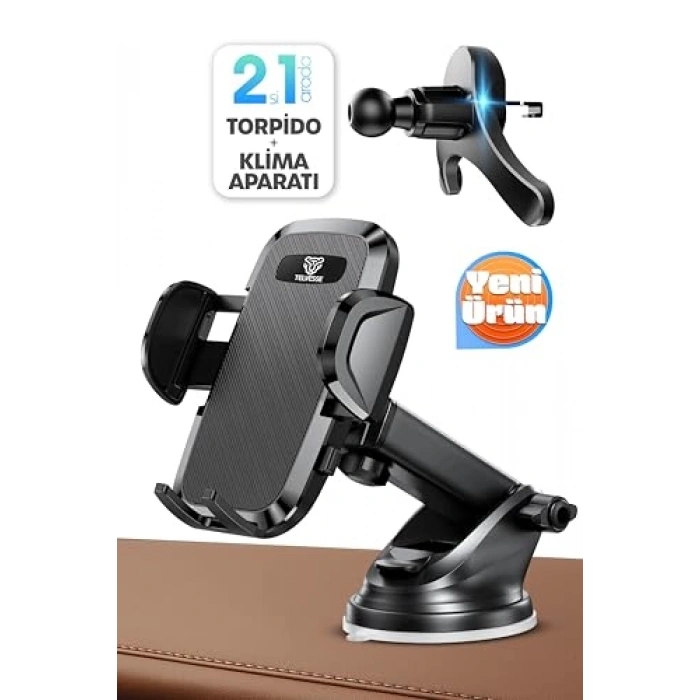 Vantuzlu Araç Telefon Tutucu, Cam Havalandırmaya Uygun 2 MODLU