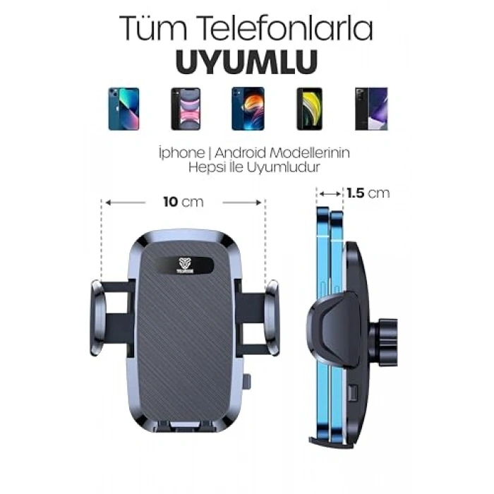 Vantuzlu Araç Telefon Tutucu, Cam Havalandırmaya Uygun 2 MODLU