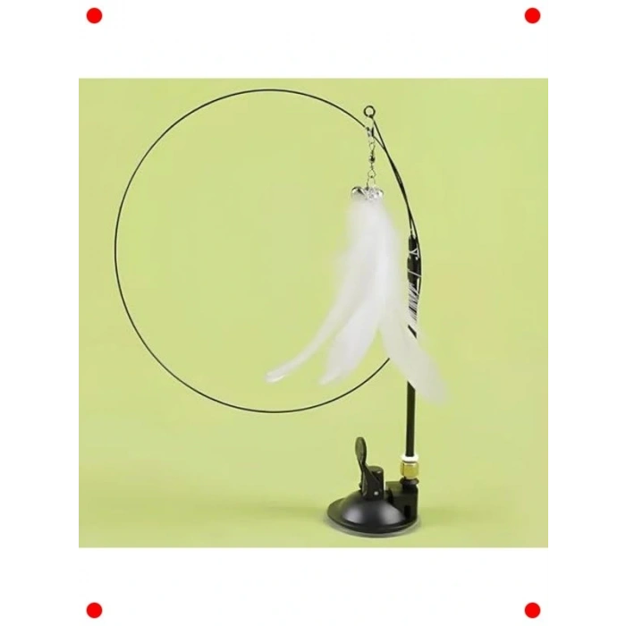 Vantuzlu Tüylü Kedi Oltası Oyuncak - İnteraktif ve Çıngıraklı