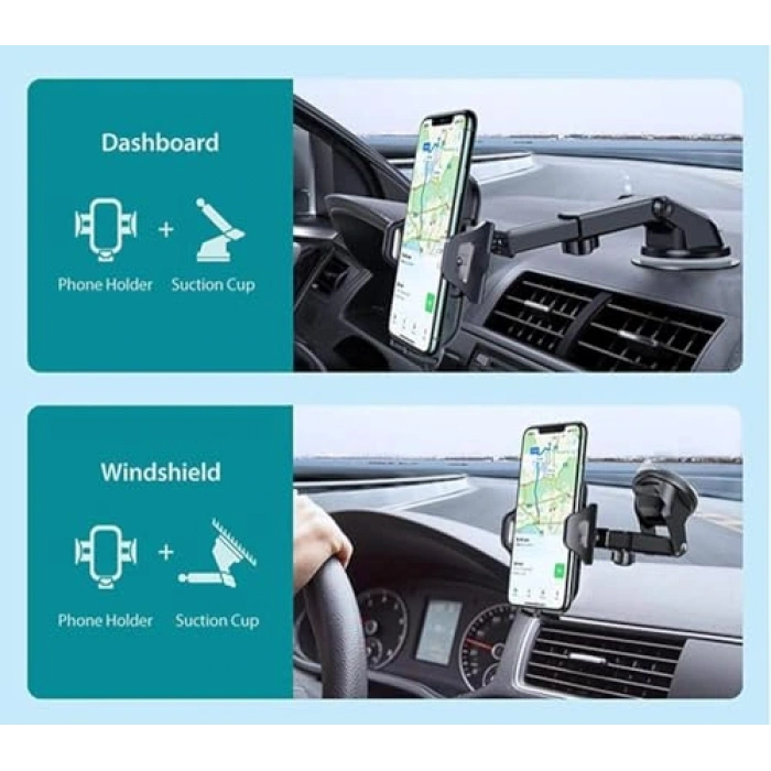 Vantuzlu Uzayan Araç İçi Telefon Tutucu, Ayarlanabilir Yapı