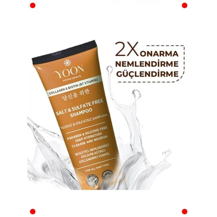 Vegan Tuzsuz Şampuan & Saç Kremi Seti - Kolajen Biotin