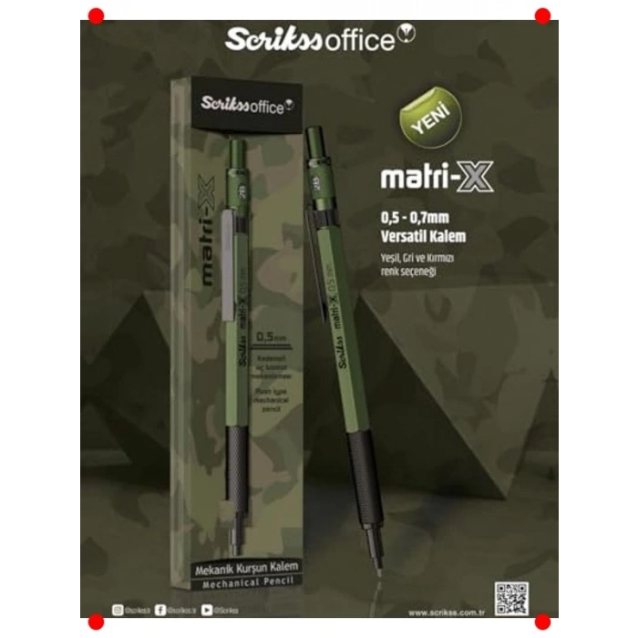 Versatil Kalem 0.5mm - Silgili ve Şık Yeşil Tasarım