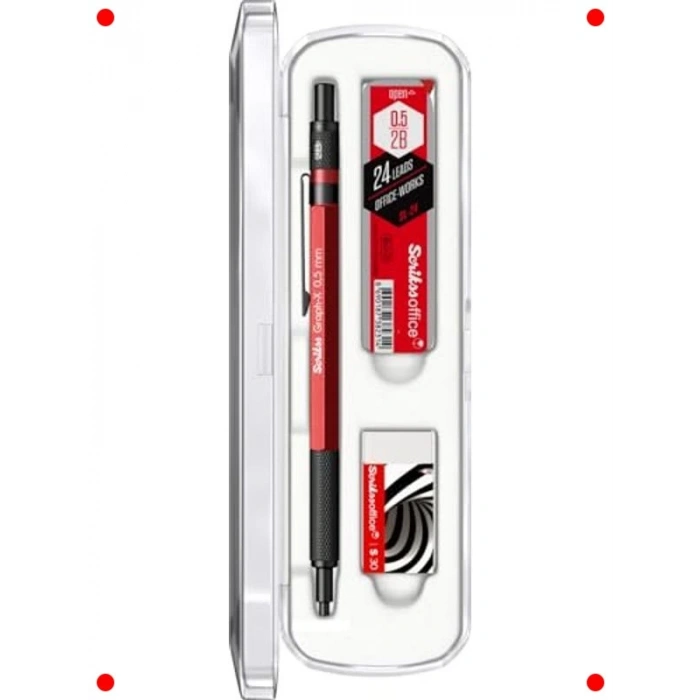 Versatil Kalem Seti 0.5 mm – Kırmızı, Silgi, Min.