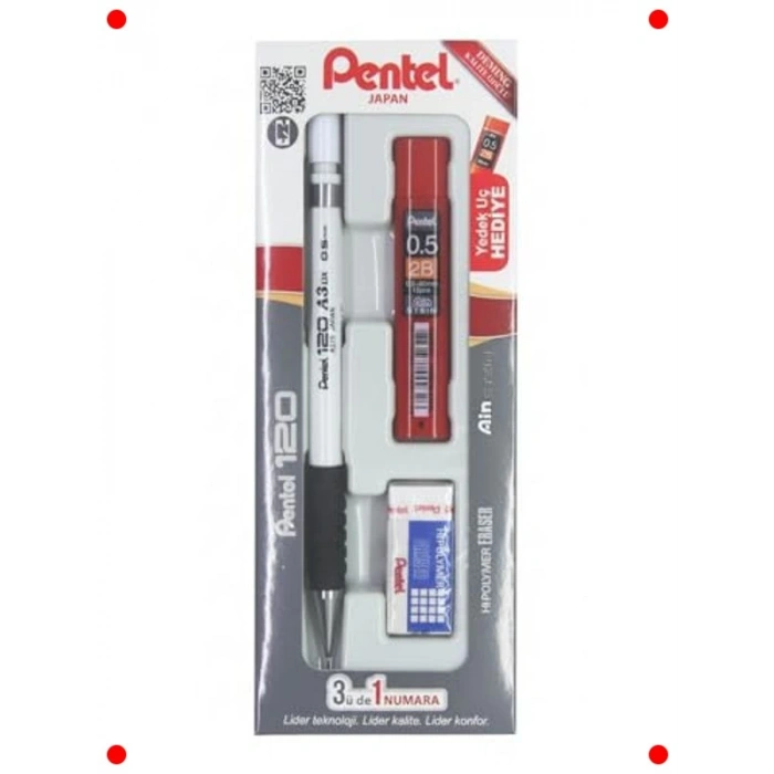 Versatil Kalem & Silgi Okul Seti, 3lü Takım, Beyaz