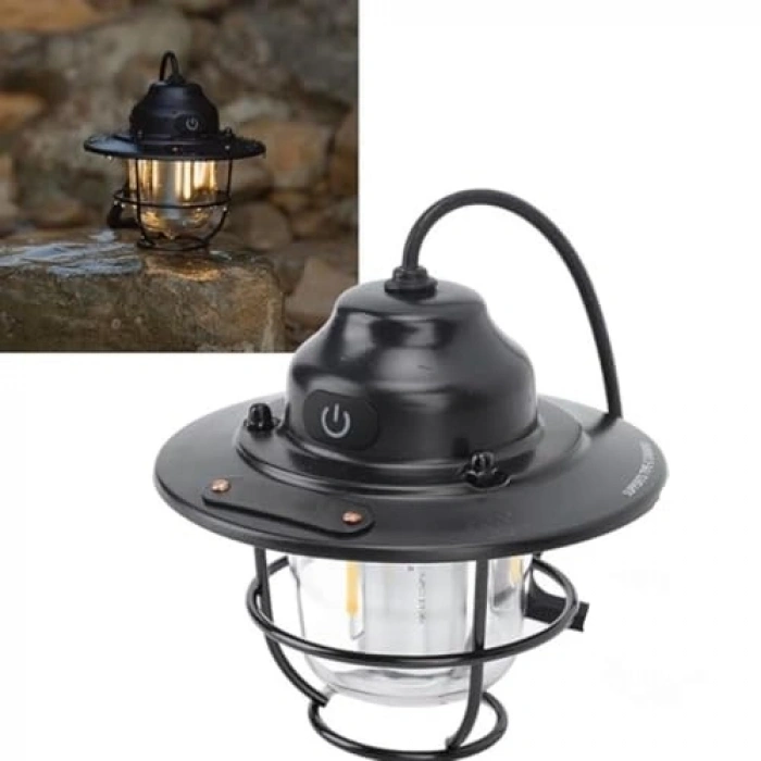 Vintage LED Kamp Lambası, Suya Dayanıklı 4.000 mAh