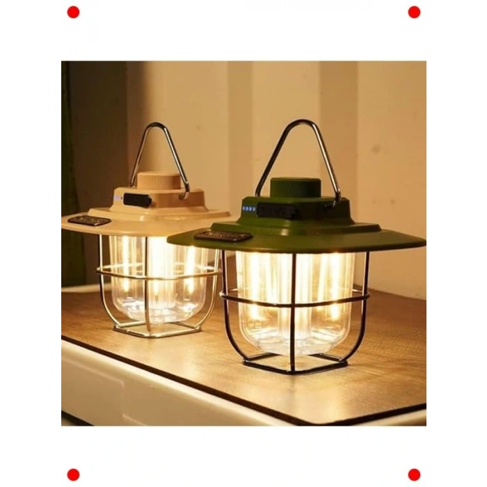 Vintage Tarzda Şarj Edilebilir LED Kamp Feneri 5000 mAh