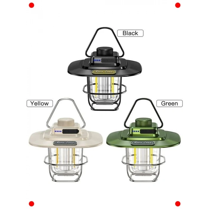Vintage Tarzda Şarj Edilebilir LED Kamp Feneri 5000 mAh