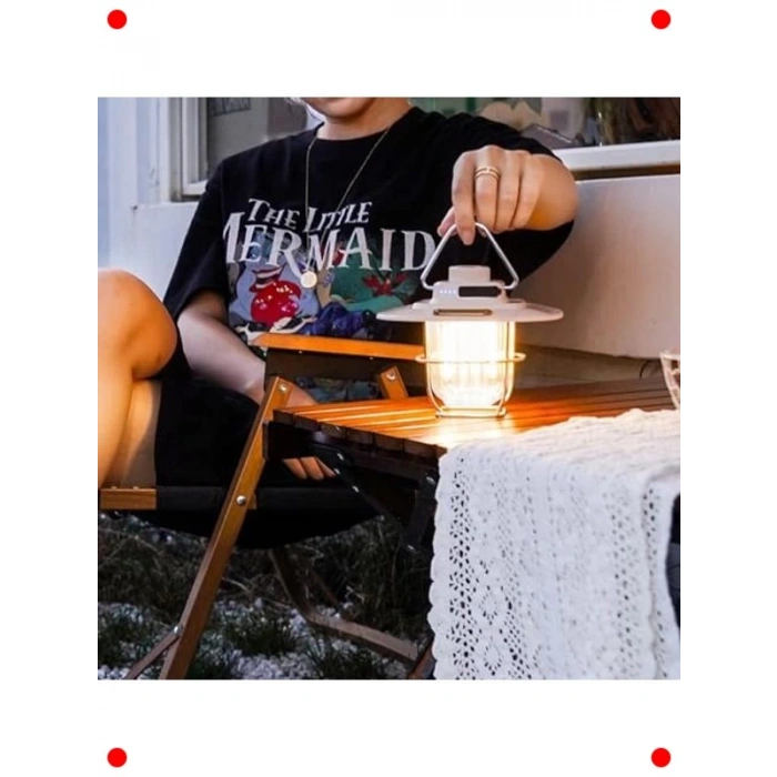 Vintage Tarzda Şarj Edilebilir LED Kamp Feneri 5000 mAh