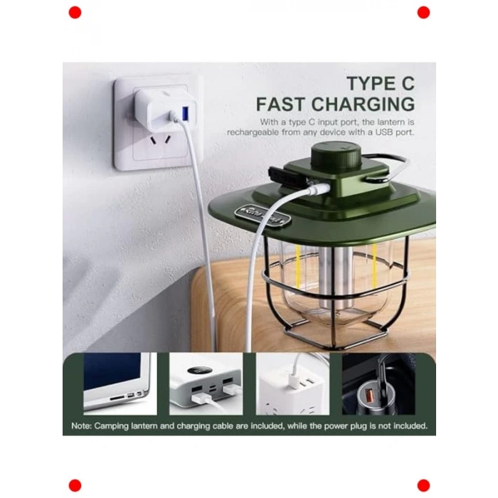 Vintage Tarzda Şarj Edilebilir LED Kamp Feneri 5000 mAh