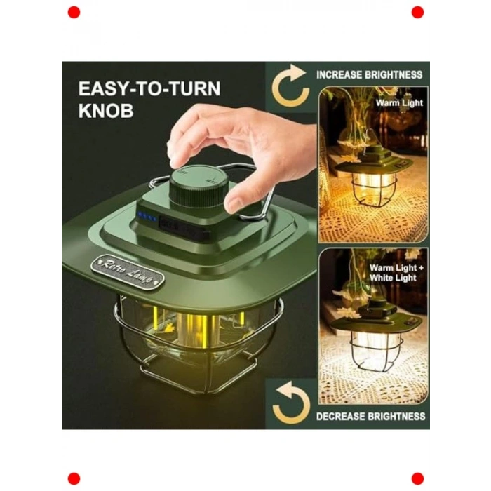 Vintage Tarzı Su Geçirmez LED Kamp Feneri 5000 mAh