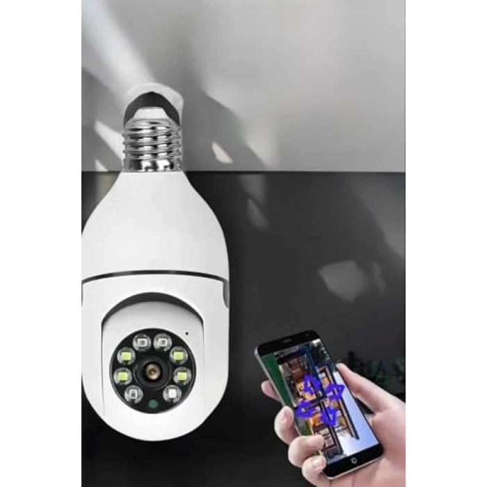 Wifi Kamera Özellikli Ampul Görünümlü 360 Derece Kamera