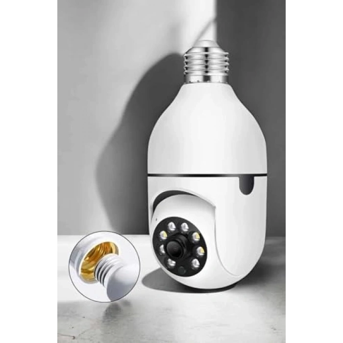 Wifi Kamera Özellikli Ampul Görünümlü 360 Derece Kamera