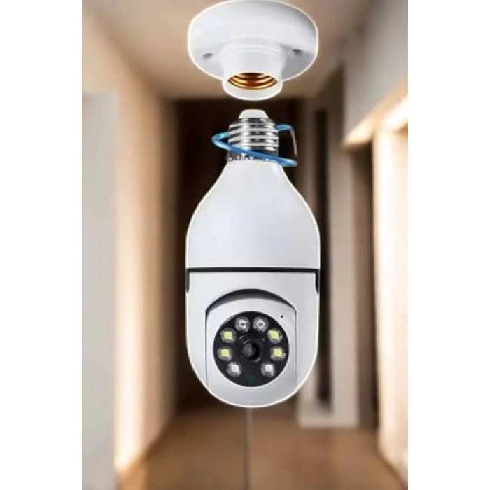 Wifi Kamera Özellikli Ampul Görünümlü 360 Derece Kamera