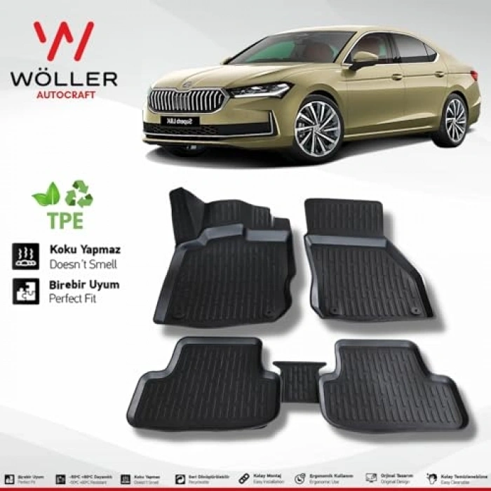 Wöller Skoda Superb Paspas 2024 Sonrası 3d Havuzlu Paspas