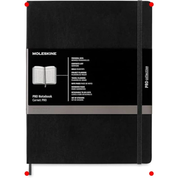 XL Boy Siyah Yumuşak Kapaklı Profesyonel Defter