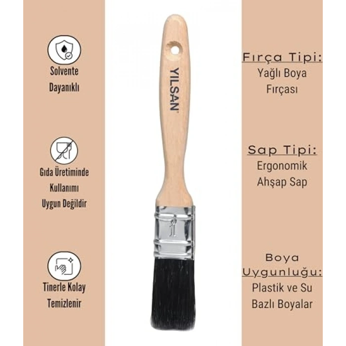 Yağlı Boya İçin No: 1 Fırça, 2.5 cm Genişliğinde