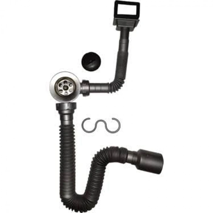 Yan Ø40 mm Taşmalı Körüklü Evye Sifonu