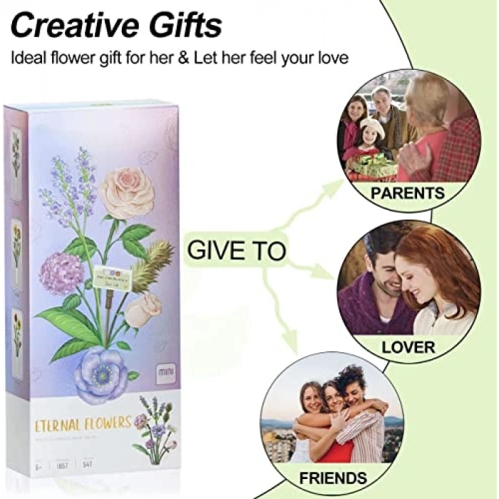 Yapay Çiçek Buketi Yapı Seti, 547 Parça ile Kendin Yap Dekorasyonu