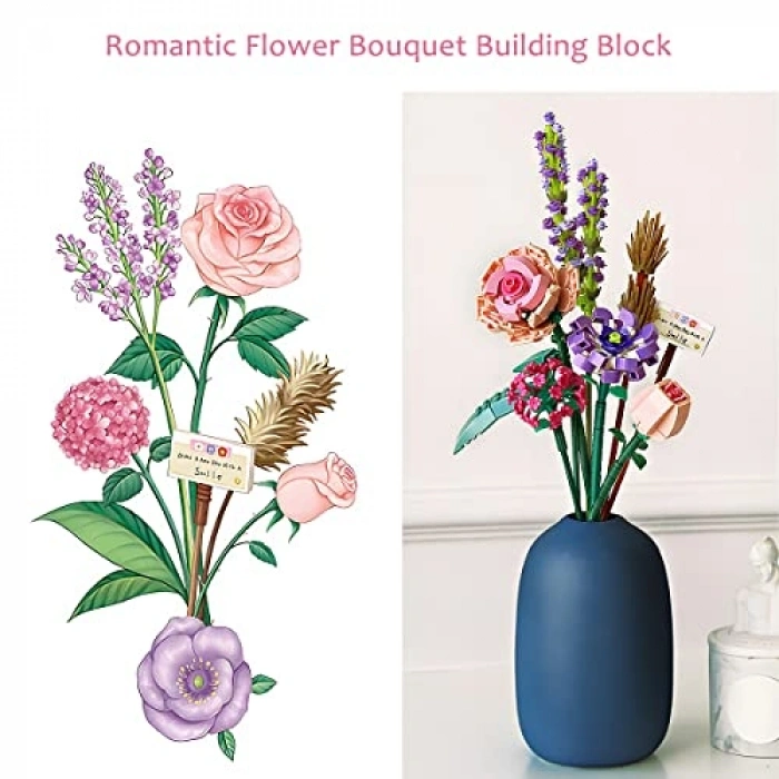 Yapay Çiçek Buketi Yapım Seti, 547 Parça, Yaratıcı Botanik Koleksiyonu