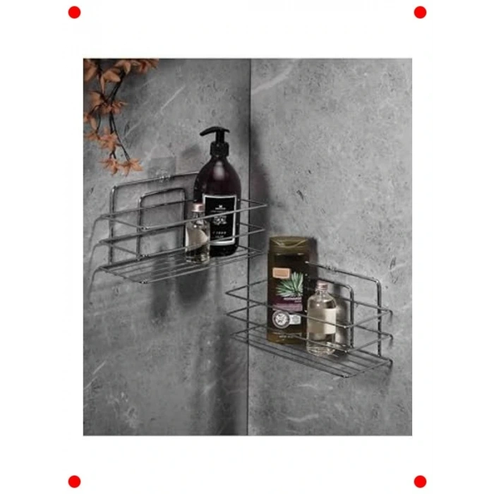 Yapışkanlı Banyo  Rafı Seti - Krom (2 Adet)