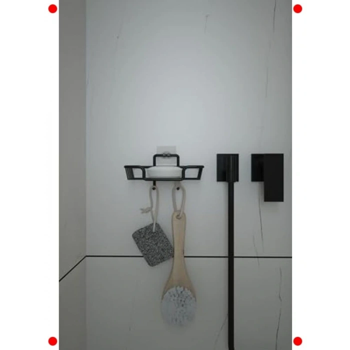 Yapışkanlı Çok Amaçlı Raf & Sabunk | Siyah