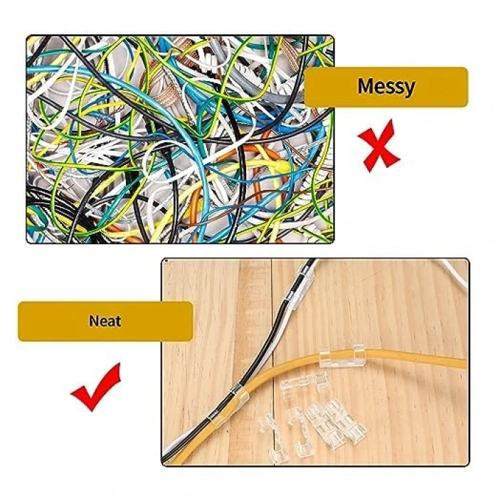 Yapışkanlı Kablo Sabitleyici Klips, 20 Adet Set