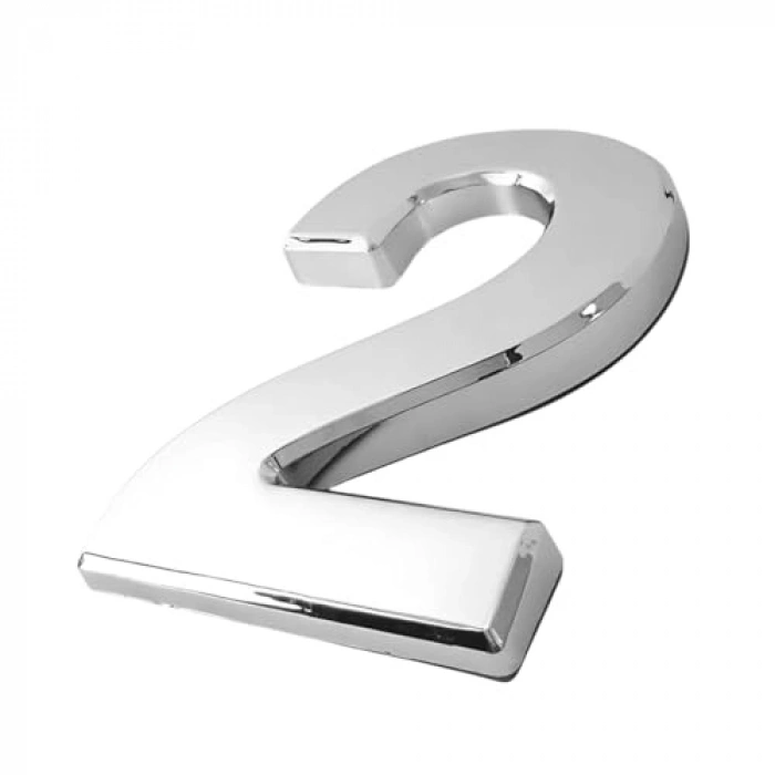 Yapışkanlı Kapı Numarası, 50 mm, Krom Renk, Numara 2