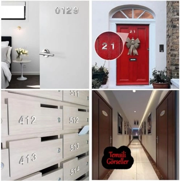 Yapışkanlı Kapı Numarası, 50 mm, Krom Renk, Numara 2