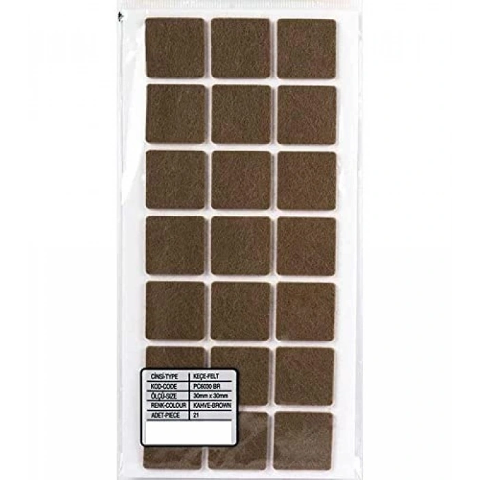 Yapışkanlı Keçe, 30 x 30 mm, 21 Adet