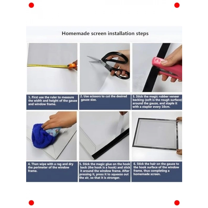 Yapışkanlı Pencere Sineklik Teli - Böcek Koruması 1x1M