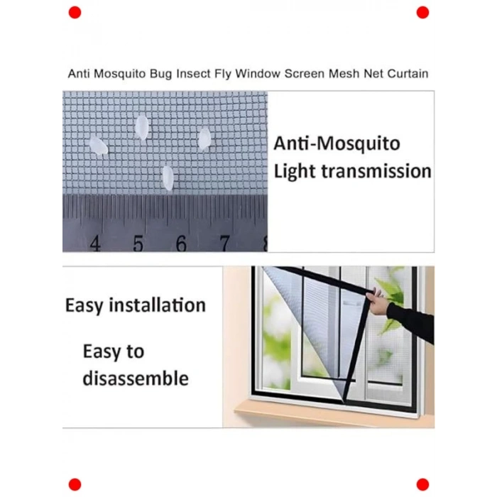 Yapışkanlı Pencere Sineklik Teli - Böcek Koruması 1x1M
