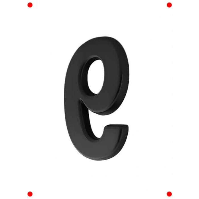 Yapışkanlı Siyah Kapı Numarası - 50 mm, Numara 9