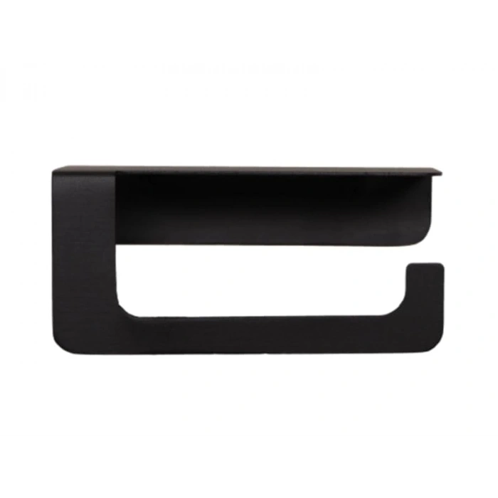 Yapışkanlı Telefon Raflı Tuvalet Kağıtlığı - Mat Siyah