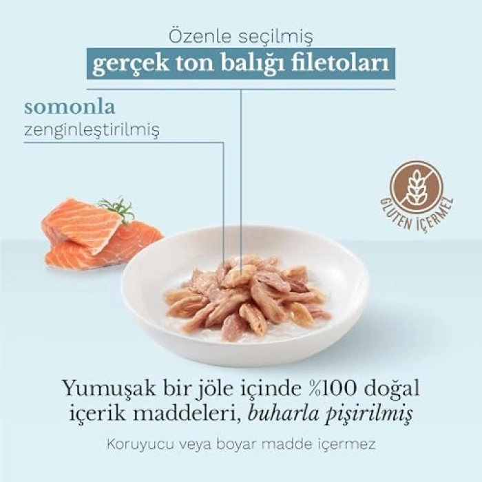 Yaş Kedi Konservesi, Somonlu 50 gram x 6 Adet