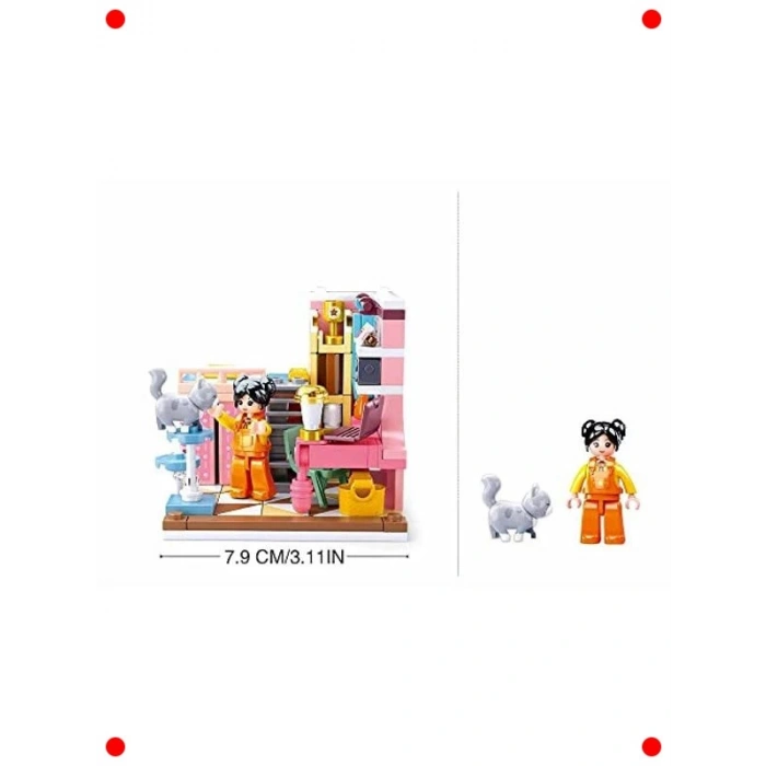 Yatak Odası Yapım Seti - 210 Parça Mini Blok Oyuncak