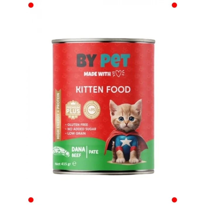 Yavru Kedi Konserve Yaş Mama, Dana Etli, 12x415 gr