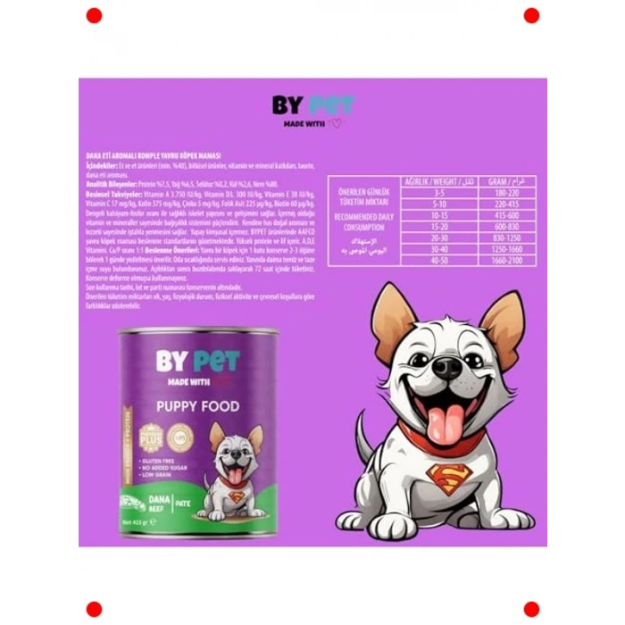 Yavru Köpek Dana Etli Konserve Mama 12x415 gr