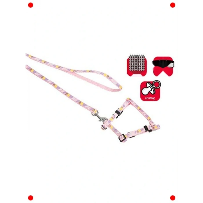 Yavru Köpek Göğüs Tasması ve Uzatma Seti - Pembe