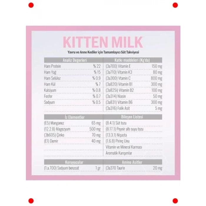 Yavru ve Anne Kedi Süt Tozu Takviyesi 200 gr