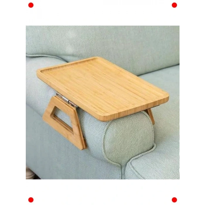 Yaylı Bambu Koltuk Kenarı Tepsisi, Kaymaz ve Katlanır