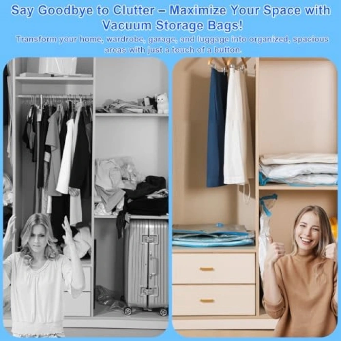 Yeniden Kullanılabilir Vakumlu Torbalar, 3 Adet 80x60 cm