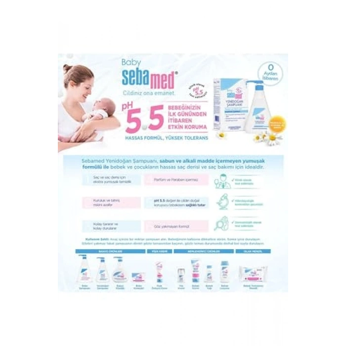 Yenidoğan Bebek Şampuanı 250 ml, pH 5.5 Koruma ve Bakım
