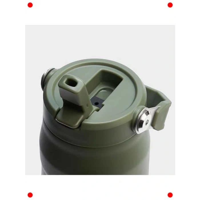 Yenilikçi Pipetli Termos Matara 0.7L - Çam Yeşili